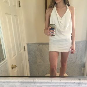 BCBG XS white sequin halter dress
